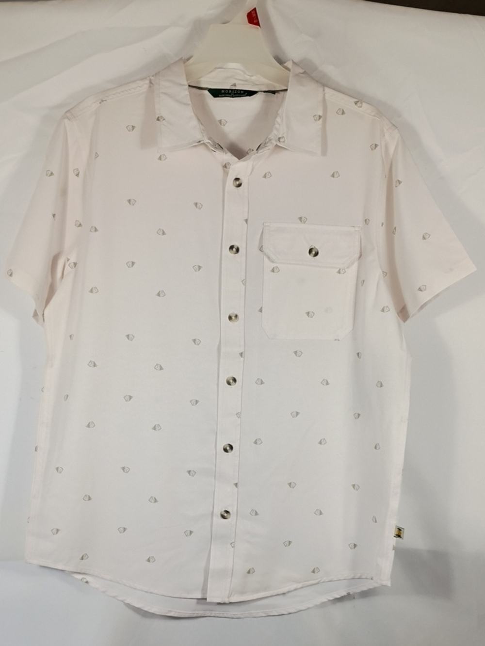 NWT Horizon By Bass Creek Outfitters Egret Camping Upf 50 Button Up Shirt Sz Med